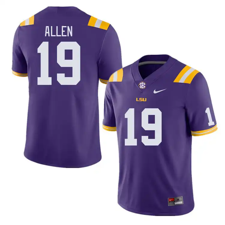 Men's LSU Tigers Jordan Allen #19 Purple NCAA Football Jersey